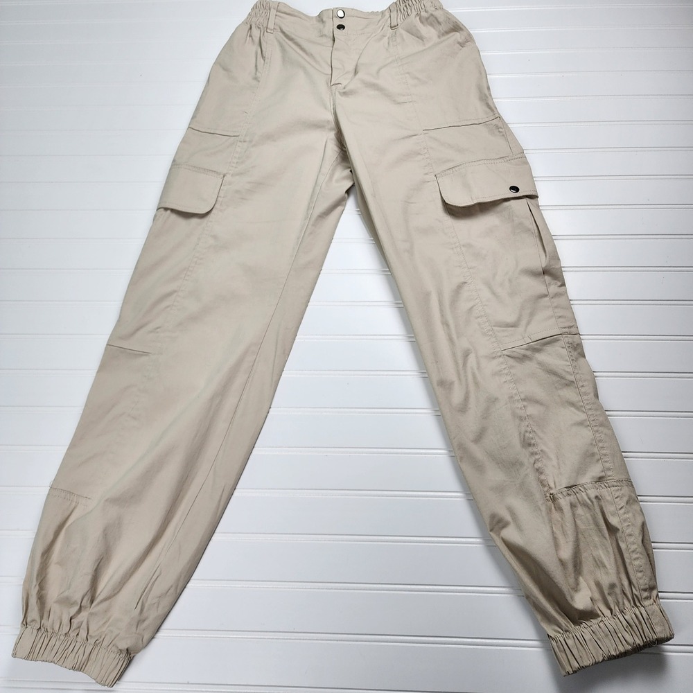 Rue21 Tan Cargo Jogger Pants Women's Size Small Y2K Drawstring‎ Pockets